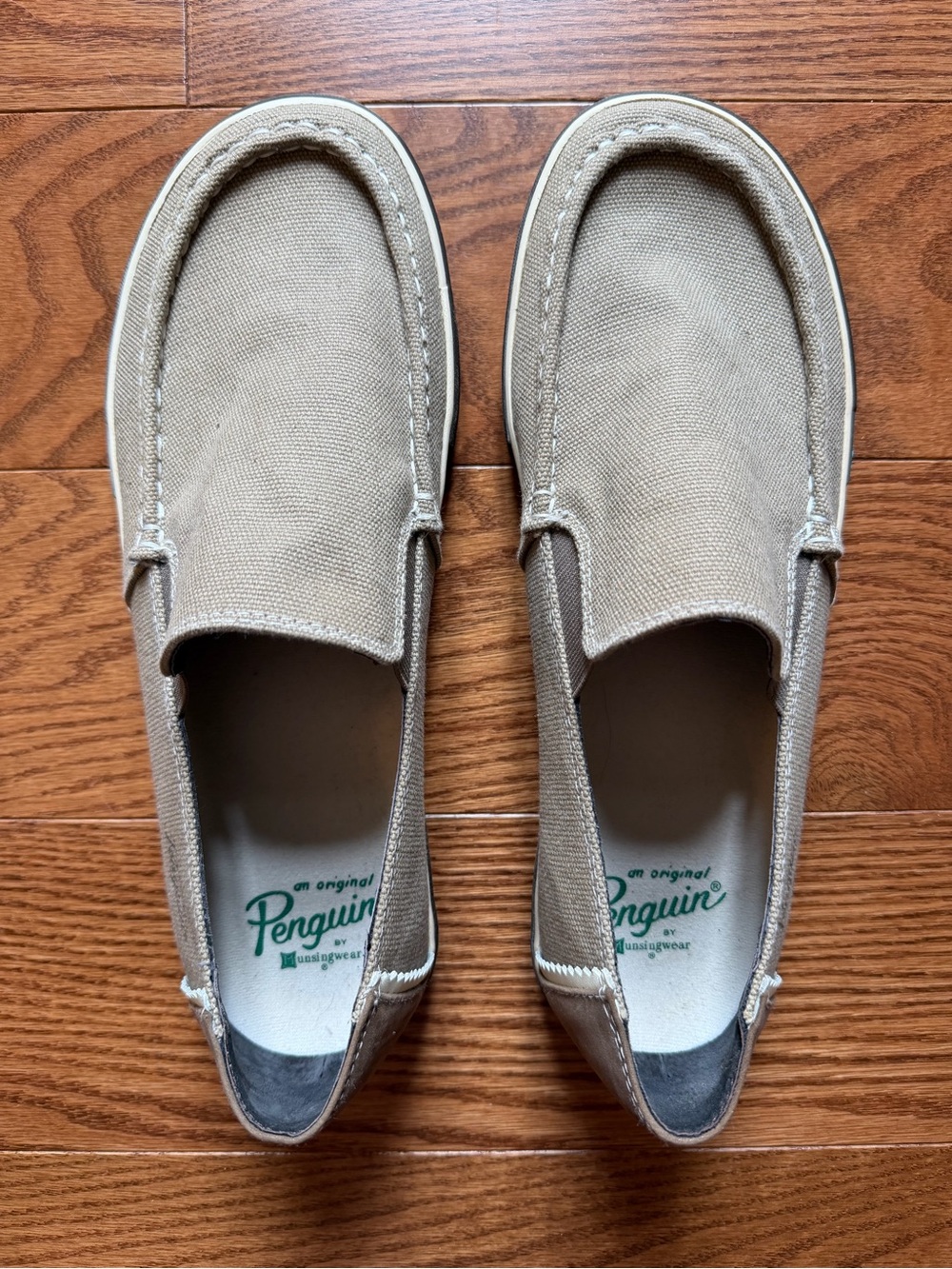 Original Penguin Men’s Slip-On Ernie Canvas Loafers in Khaki